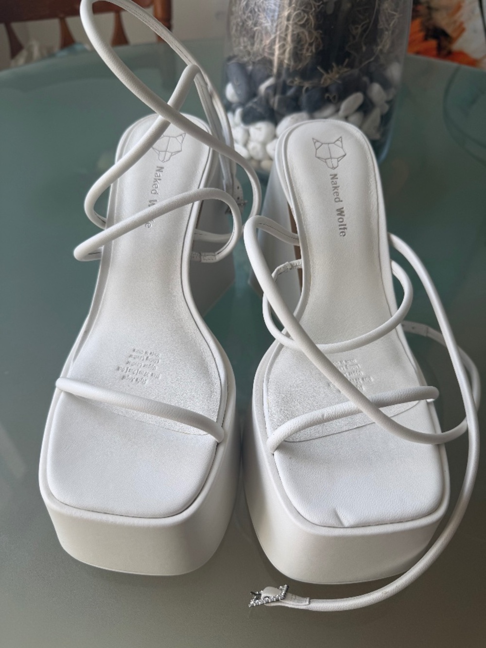 Naked Wolf white platform high heel pumps sandals 39